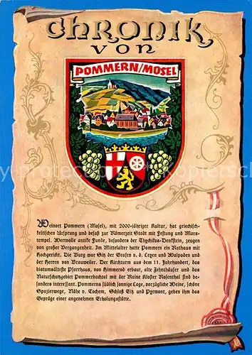 AK / Ansichtskarte Pommern_Mosel Chronik der Stadt Wappen Siegel Pommern Mosel