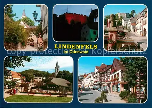 AK / Ansichtskarte Lindenfels_Odenwald Perle des Odenwaldes Gasse Burgruine Kurgarten Kirche Strassenpartie Lindenfels Odenwald