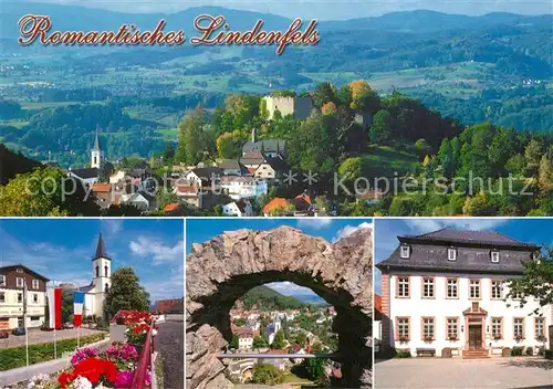 AK / Ansichtskarte Lindenfels_Odenwald Panorama Burgruine Kirche Rathaus Perle des Odenwaldes Lindenfels Odenwald