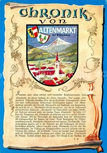 AK / Ansichtskarte Altenmarkt_Pongau Chronik der Stadt Wappen Siegel Altenmarkt Pongau