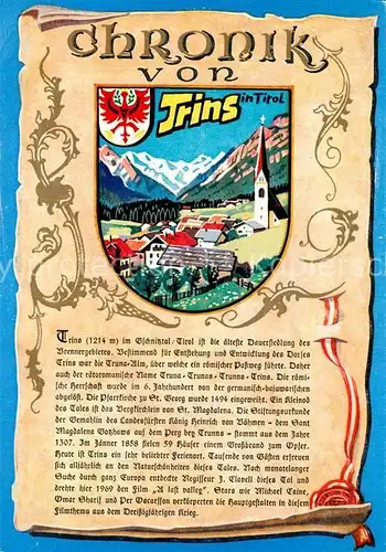 AK / Ansichtskarte Trins_Innsbruck Chronik der Stadt Wappen Siegel Trins Innsbruck