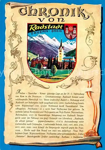AK / Ansichtskarte Radstadt Chronik der Stadt Wappen Siegel Radstadt