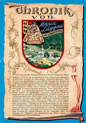 AK / Ansichtskarte Maria Luggau Chronik Wallfahrtsort Wappen Siegel Maria Luggau