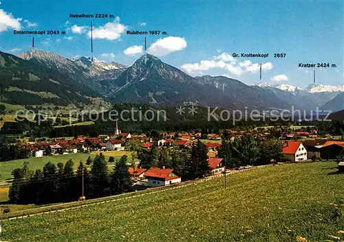 AK / Ansichtskarte Fischen_Allgaeu mit Nebelhorn Rubihorn Riffenkopf Krottenkopf Fuerschiesser Kratzer Fischen Allgaeu