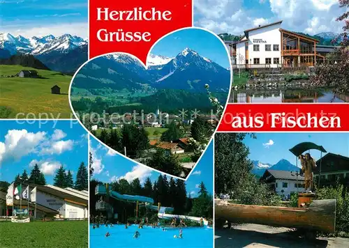 AK / Ansichtskarte Fischen_Allgaeu Freibad Fliegeraufnahme Fischen Allgaeu