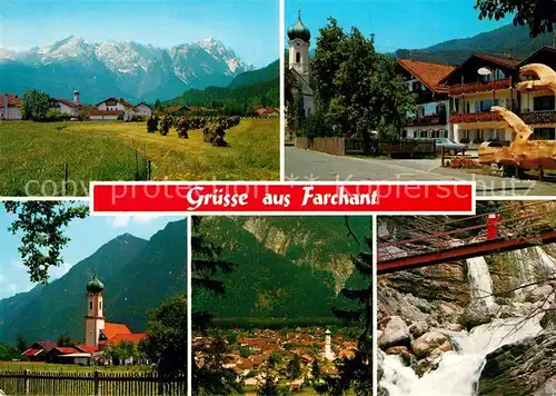 AK / Ansichtskarte Farchant Wasserfall Kirche Farchant