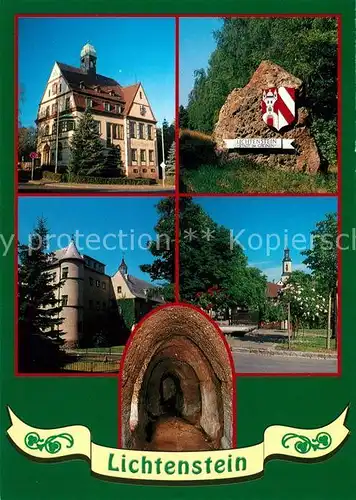 AK / Ansichtskarte Lichtenstein_Sachsen Rathaus Schloss Neumarkt Unterirdische Ganganlage Lichtenstein_Sachsen
