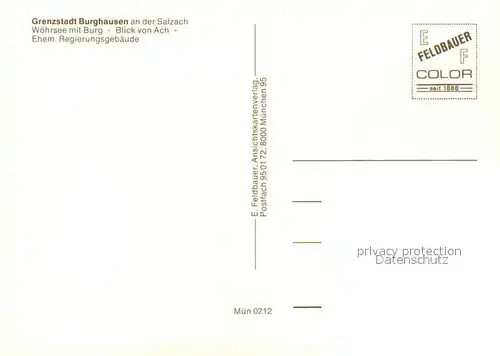 AK / Ansichtskarte Burghausen_Salzach Woehrsee mit Burg Blick von Ach ehem. Regierungsgebaeude Burghausen Salzach