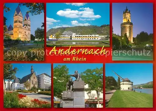 AK / Ansichtskarte Andernach Rheinpartie Kirche Turm Andernach