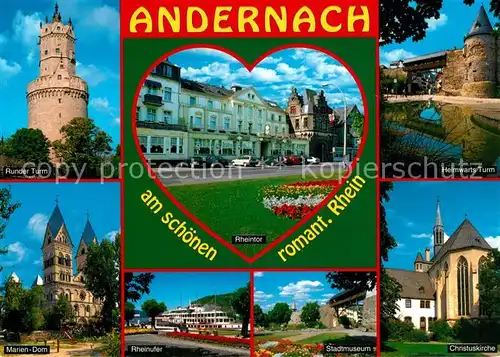 AK / Ansichtskarte Andernach Runder Turm Helmwarts Turm Stadtmuseum Marien Dom Rheinufer Andernach