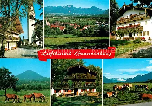 AK / Ansichtskarte Brannenburg Kuehe Bauernhaus Kirche Brannenburg