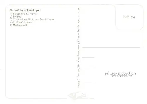 AK / Ansichtskarte Schmoelln_Thueringen Kirche Freibad Aussichtsturm Knopfmuseum  Schmoelln Thueringen