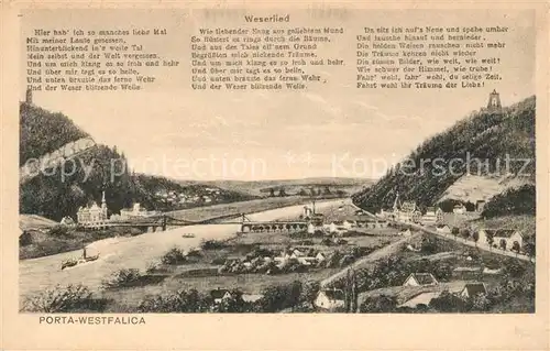 AK / Ansichtskarte Porta_Westfalica Weserpartie mit Kaiser Wilhelm Denkmal Porta_Westfalica