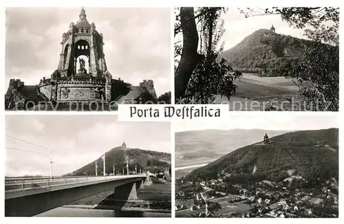 AK / Ansichtskarte Porta_Westfalica Kaiser Wilhelm Denkmal Wittekindsberg Bruecke Panorama Porta_Westfalica