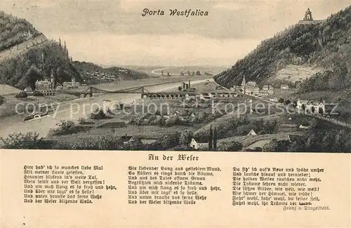 AK / Ansichtskarte Porta_Westfalica Weserpartie Kaiser Wilhelm Denkmal Porta_Westfalica