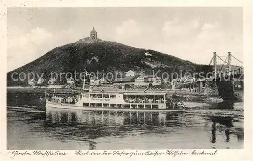 AK / Ansichtskarte Porta_Westfalica Weserpartie mit Kaiser Wilhelm Denkmal Porta_Westfalica