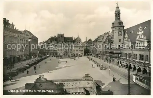 AK / Ansichtskarte Leipzig Markt mit Altem Rathaus Leipzig