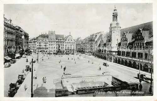 AK / Ansichtskarte Leipzig Markt mit Altem Rathaus Leipzig