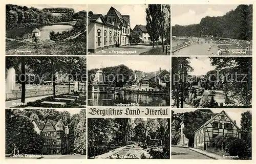 AK / Ansichtskarte Bergisches_Land Stauweiher Vergnuegungspark Strandbad Heidberger Muehle Brucker Muehle Schloss Caspersbrueck Tannenpark Bergisches_Land