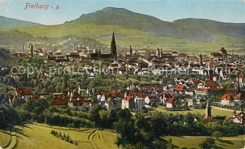 AK / Ansichtskarte Freiburg_Breisgau Panorama mit Muenster Freiburg Breisgau