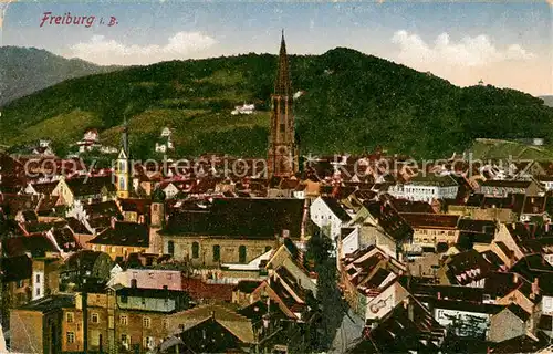 AK / Ansichtskarte Freiburg_Breisgau Teilansicht mit Muenster Freiburg Breisgau