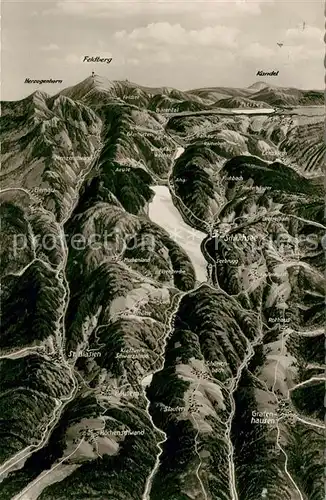AK / Ansichtskarte Schluchsee Panoramakarte mit Herzogenhorn Feldberg und Kandel Schluchsee