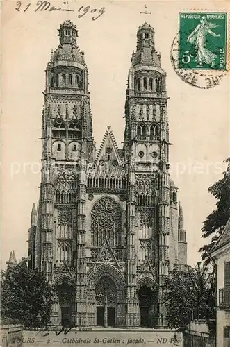 AK / Ansichtskarte Tours_Indre et Loire Cathedrale St Gatien facade Tours Indre et Loire