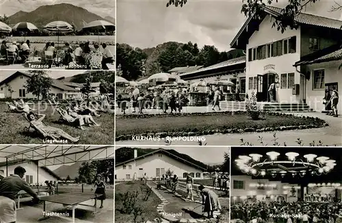 AK / Ansichtskarte Ruhpolding Kurhaus Terrasse Liegewiese Tischtennis Minigolf Kurhaus Saal Ruhpolding