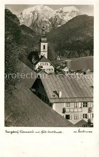 AK / Ansichtskarte Ramsau_Berchtesgaden mit Kirche Goell und Brett Ramsau Berchtesgaden