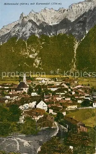 AK / Ansichtskarte Mittenwald_Bayern mit Karwendel Mittenwald Bayern