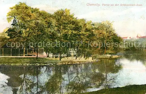 AK / Ansichtskarte Chemnitz Partie an der Schlossteich Insel Chemnitz