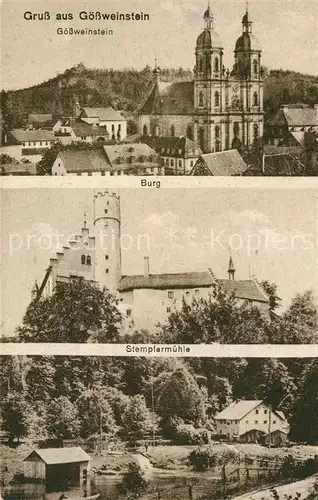 AK / Ansichtskarte Goessweinstein Dom Burg Stempfermuehle Goessweinstein