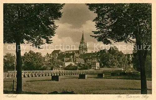 AK / Ansichtskarte Ansbach_Mittelfranken Bruecke Kirche Ansbach Mittelfranken