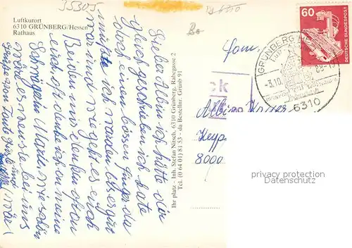 AK / Ansichtskarte Gruenberg_Hessen Rathaus Marktplatz Altstadt Fachwerkhaeuser Gruenberg Hessen
