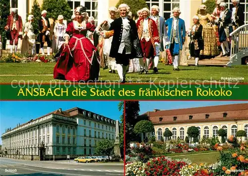 AK / Ansichtskarte Ansbach_Mittelfranken Rokokospiele Schloss Hofgarten Orangerie Ansbach Mittelfranken