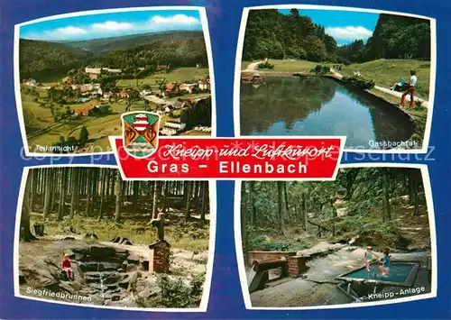 AK / Ansichtskarte Grasellenbach Teilansicht Gassbachtal Siegfriedbrunnen Kneippanlage Kneippkurort Odenwald Grasellenbach