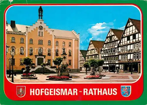 AK / Ansichtskarte Hofgeismar Rathaus Brunnen Fachwerkhaeuser Hofgeismar