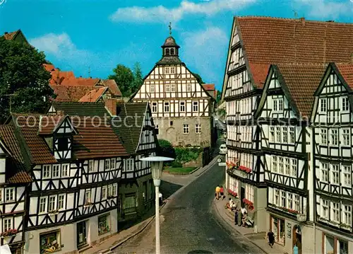 AK / Ansichtskarte Homberg_Efze Marktplatz Rathaus Fachwerkhaeuser Homberg Efze