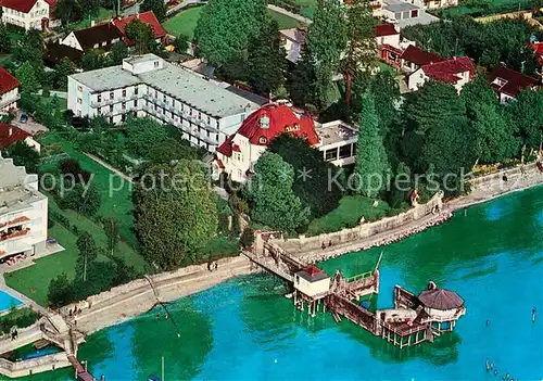 AK / Ansichtskarte Wasserburg_Bodensee Sanatorium Bootsanleger Fliegeraufnahme Wasserburg Bodensee