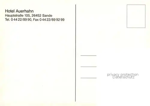 AK / Ansichtskarte Sande_Friesland Hotel Restaurant Auerhahn Sande_Friesland