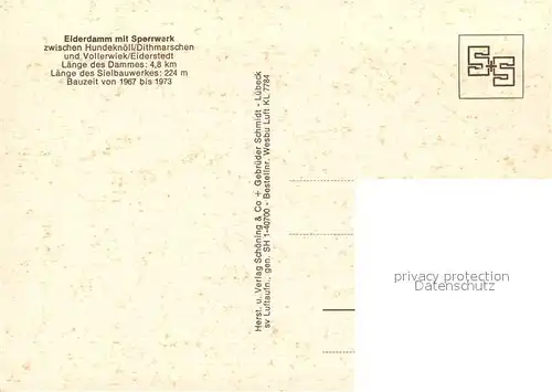 AK / Ansichtskarte Vollerwiek Eiderdamm mit Sperrwerk Fliegeraufnahme Vollerwiek