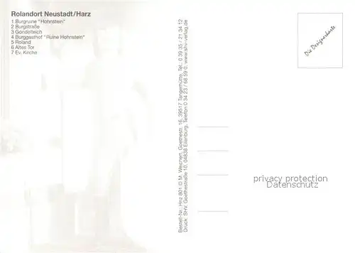 AK / Ansichtskarte Neustadt_Harz Burgruine Hohnstein Burgstrasse Gondelteich Burggashof Roland Kirche Neustadt_Harz