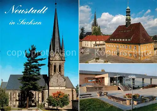 AK / Ansichtskarte Neustadt_Sachsen Sankt Jakobi Kirche Rathaus Schwimmhalle Bernhard Thieme  Neustadt_Sachsen