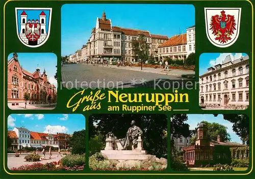 AK / Ansichtskarte Neuruppin Kreisverwaltung Wappen Denkmal Villa Tempelgarten Neuruppin
