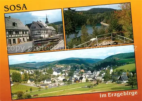 AK / Ansichtskarte Sosa_Erzgebirge Talsperre Panorama Ortsmitte Sosa Erzgebirge