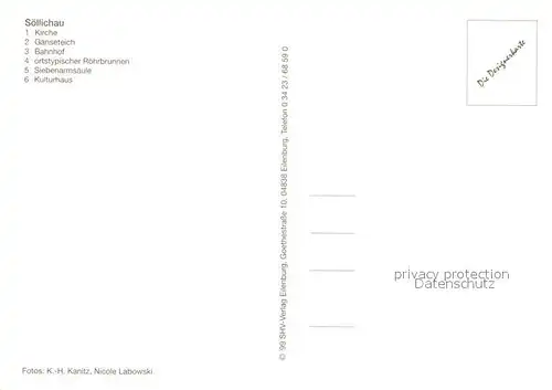 AK / Ansichtskarte Soellichau Kirche Gaenseteich Bahnhof Rohrbrunnen Siebenarmsaeule Kulturhaus Soellichau