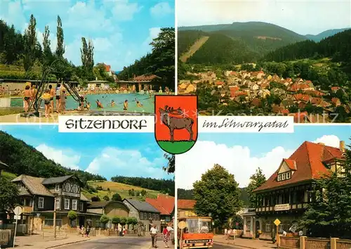 AK / Ansichtskarte Sitzendorf_Thueringen Schwimmbad FDGB Erholungsheim Max Kirchner Hotel Zur Linde Sitzendorf Thueringen