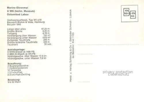 AK / Ansichtskarte U Boote_Unterseeboot U 995 Marine Ehrenmal Laboe  U Boote Unterseeboot