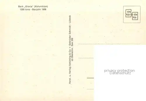 AK / Ansichtskarte Segelschiffe Bark Gloria  Segelschiffe