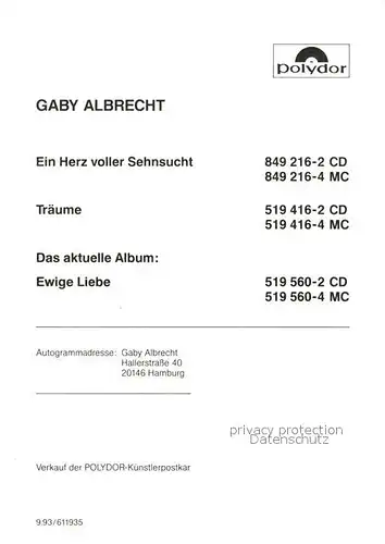 AK / Ansichtskarte Saenger_Band Gaby Albrecht Autogramm  Saenger Band
